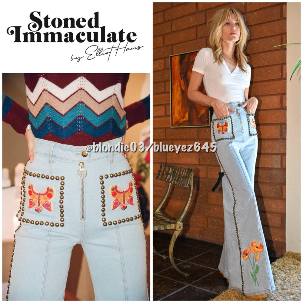 Stoned Immaculate Butterflies are Free Bells Jeans 26 NWT